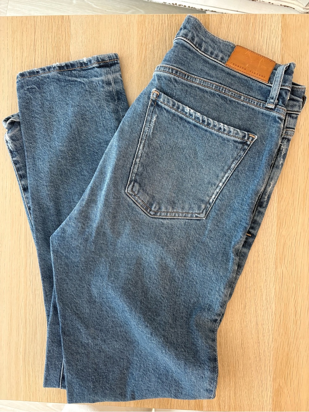 Citizens Of Humanity Light Blue Denim Jeans with Tan Leather Patch